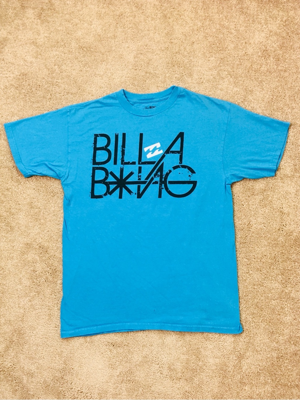 Billabong Bright Turquoise Short Sleeve Logo Tee unisex size L